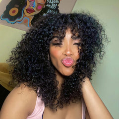 Poppin Bouncy Volume Curly Wig With Bang (4)