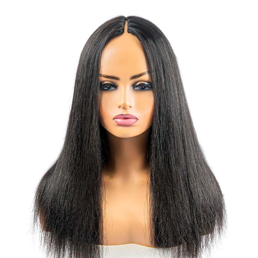 Thin Leave Out Yaki Coarse Straight V part Wig