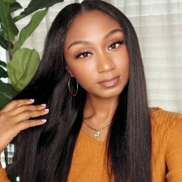 Thin Leave Out Yaki Coarse Straight V part Wig